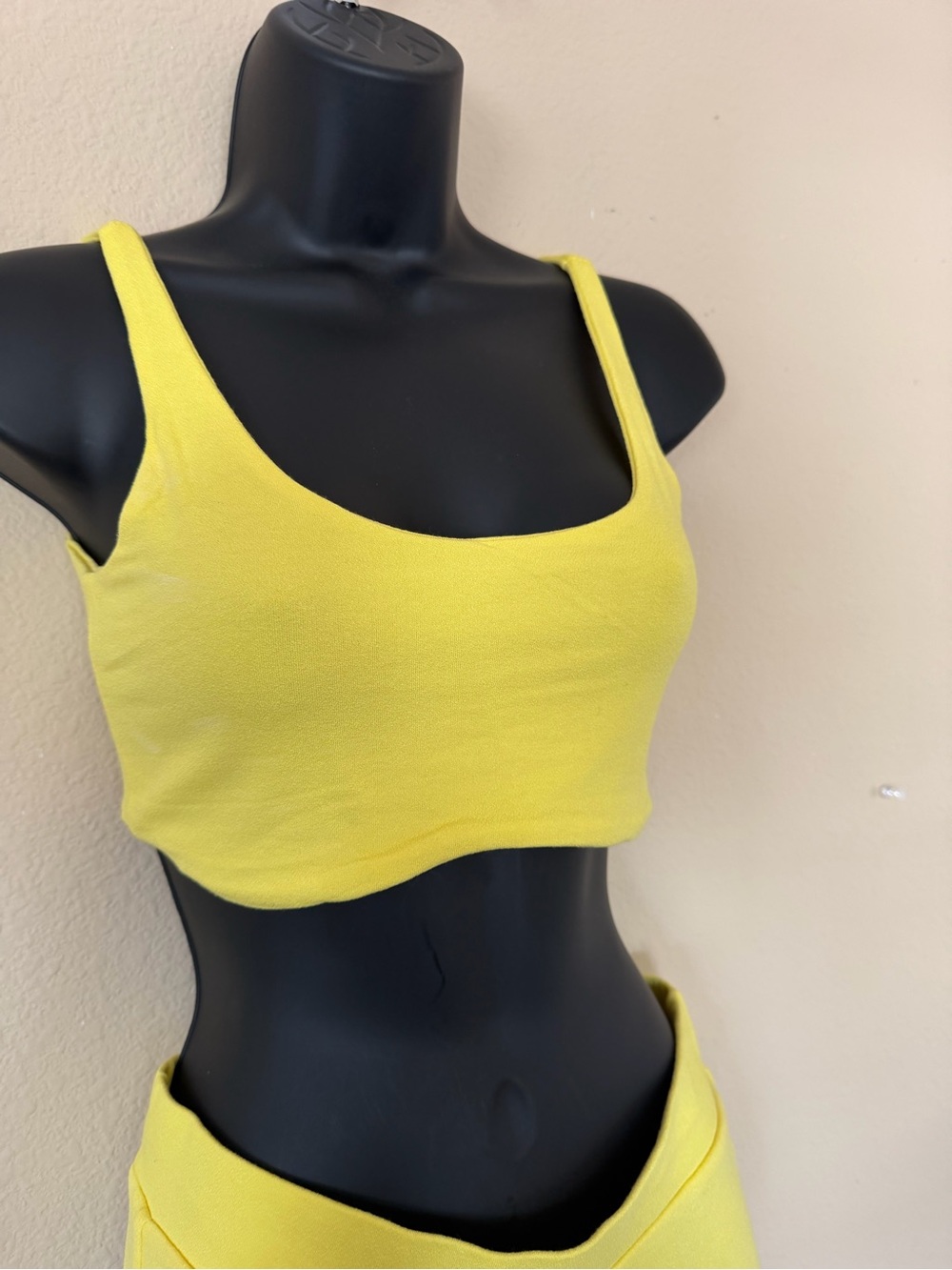 NWT Naked Wardrobe Tank Me Back Yellow Knit Leggings Set Large - Picture 3 of 4
